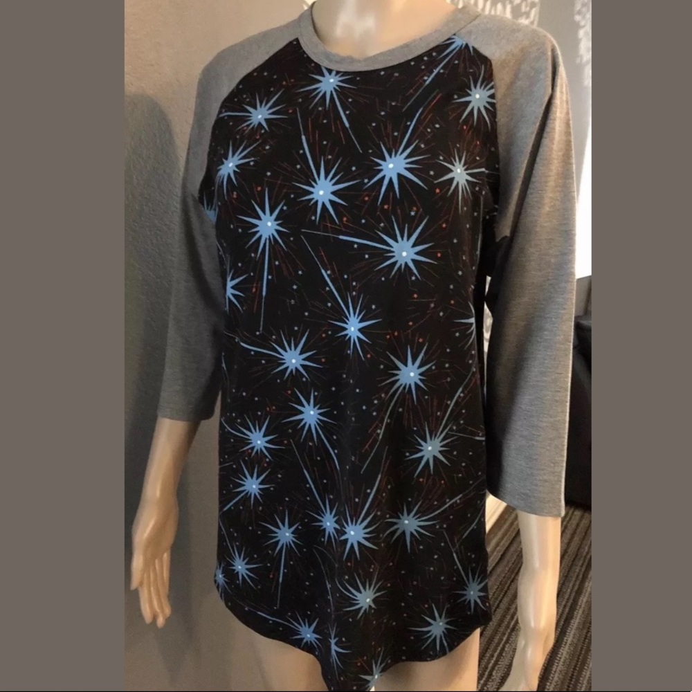 LulaRoe Casual STAR PRINT SHIRT 3/4 Sleeve Top M
